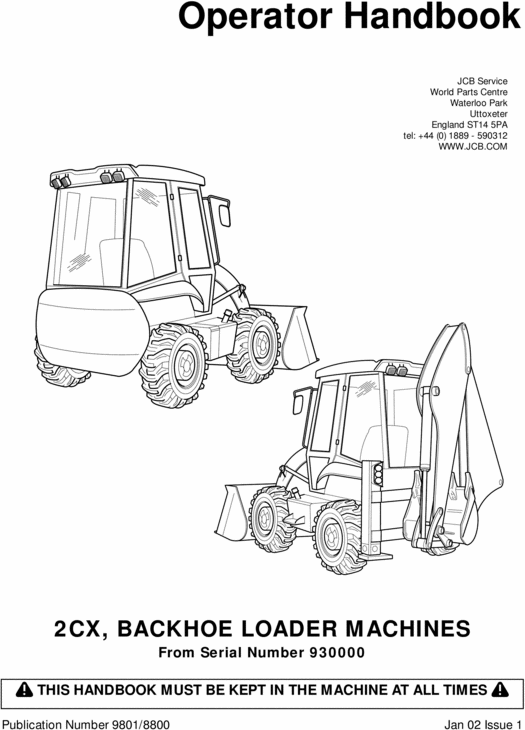 Product picture JCB 2CX OPERATORS MANUAL
