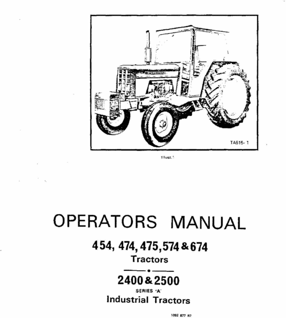 Product picture INTERNATIONAL 454, 474, 475, 574,674 TRACTOR OPS MANUAL