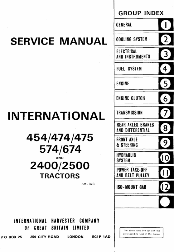 Product picture INTERNATIONAL 454, 474, 475, 574,674 TRACTOR SERVICE MANUAL