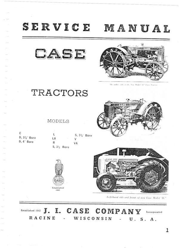 Product picture Case, C, D, L LA, R, S, V, VA workshop manual