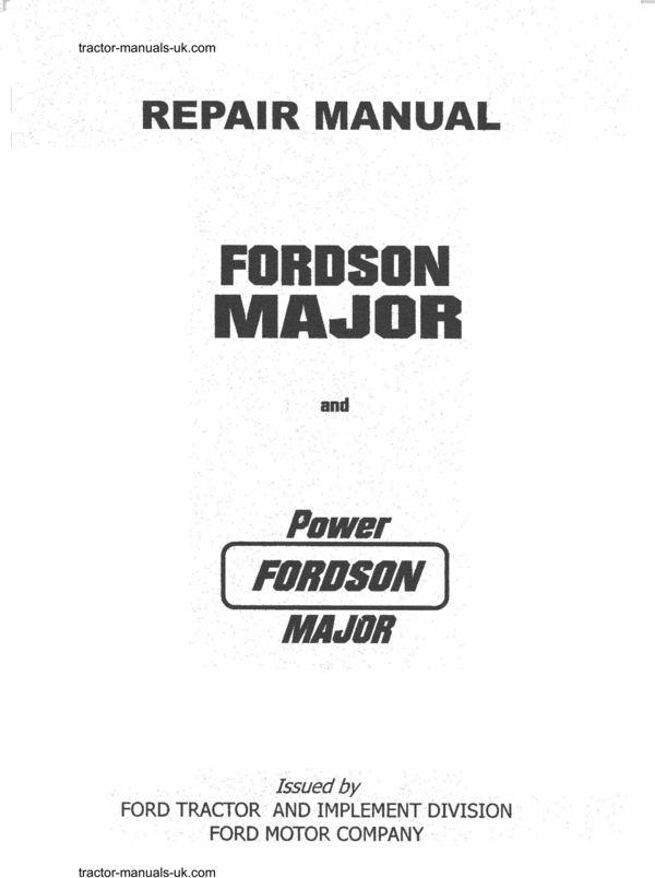 Product picture Fordson Major & Power Major tractor service manual