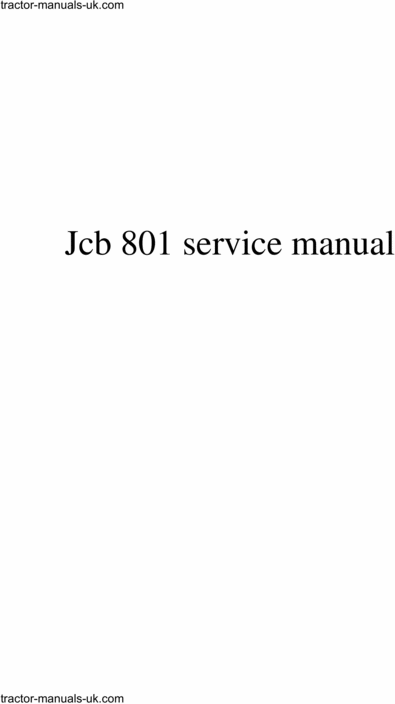 Product picture JCB 801 WORKSHOP MANUAL