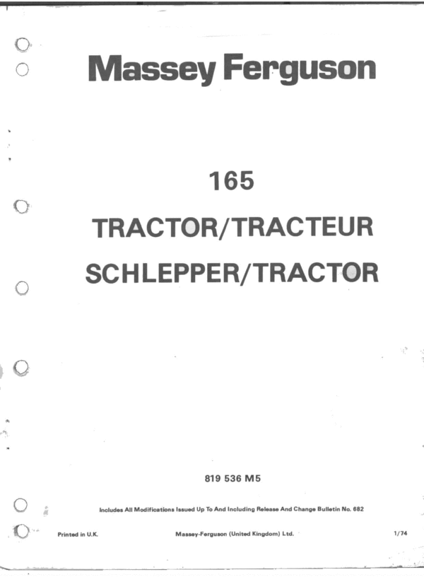 Product picture MASSEY 165 PARTS MANUAL