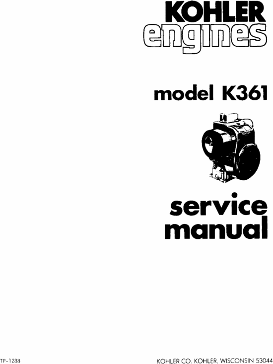 Product picture KOHLER K361 SERVICE MANUAL