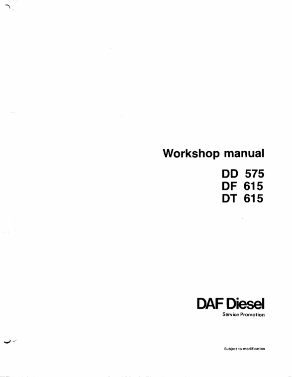 Product picture DAF DIESEL ENGINE 575, 615 SERIES WORKSHOP MANUAL