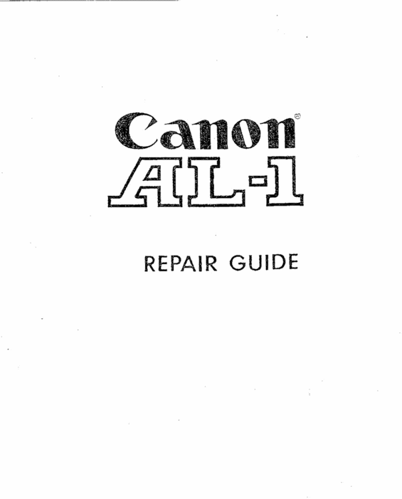 Product picture CANON AL1 SERVICE MANUAL
