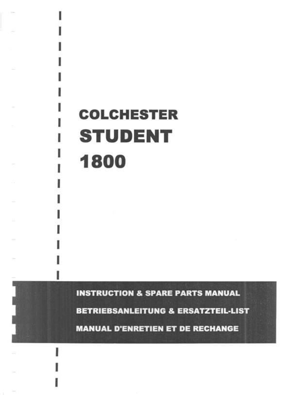 Product picture COLCHESTER STUDENT OPERATORS MANUAL AND SPARE PARTS LIST