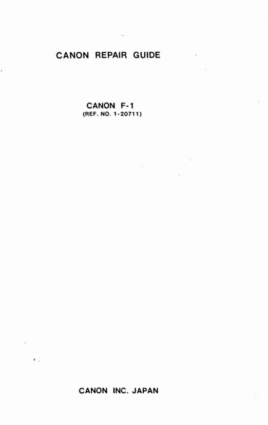 Product picture CANON F-1 REPAIR GUIDE