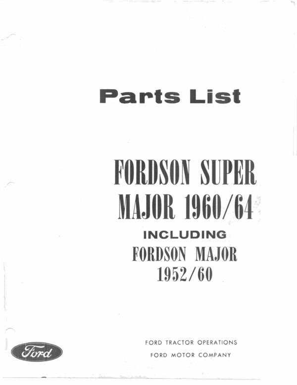 Product picture Fordson Major, Super Major parts manual 1952-1965