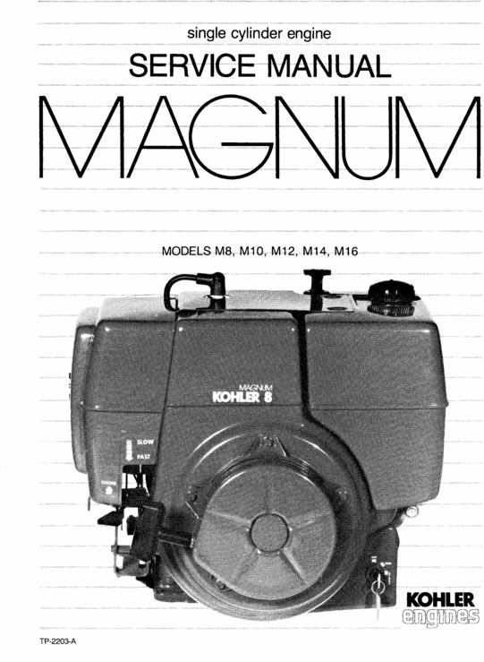 Product picture KOHLER MAGNUM M8 M10 M12 M14 M16 SERVICE MANUAL